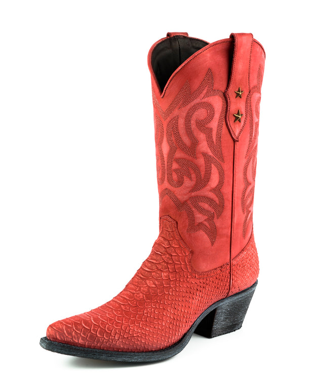 Stiefel Damen Cowboystiefel Modell Alabama 2524 Rot Gewaschen |Cowboystiefel Europa